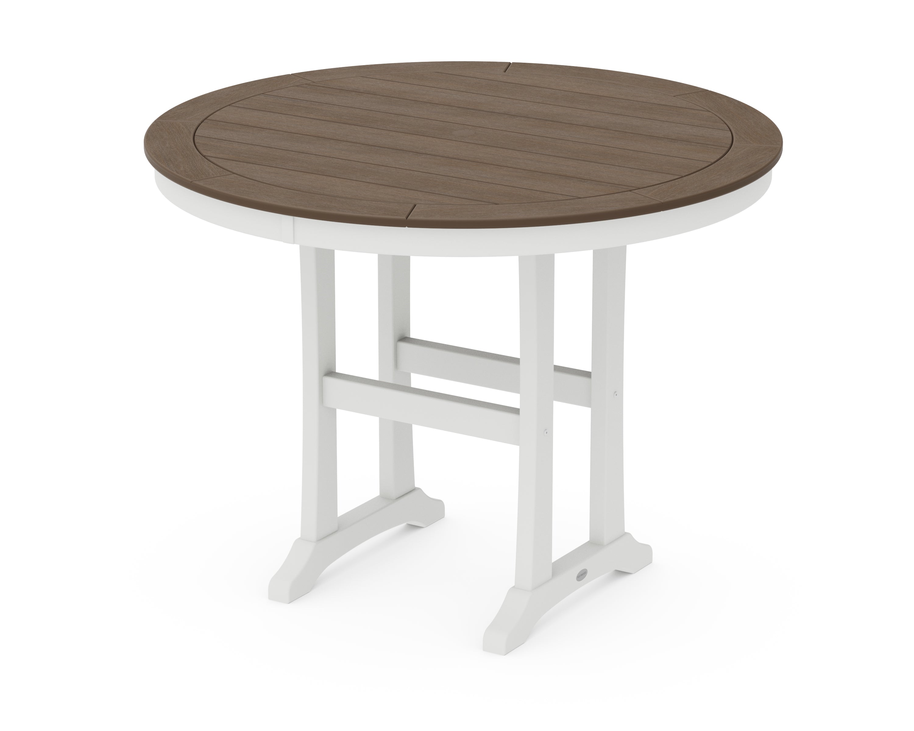 POLYWOOD® Nautical Trestle 48" Round Counter Table in White / Kona