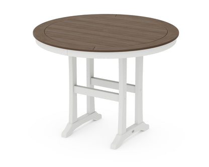 POLYWOOD® Nautical Trestle 48" Round Counter Table in White / Kona