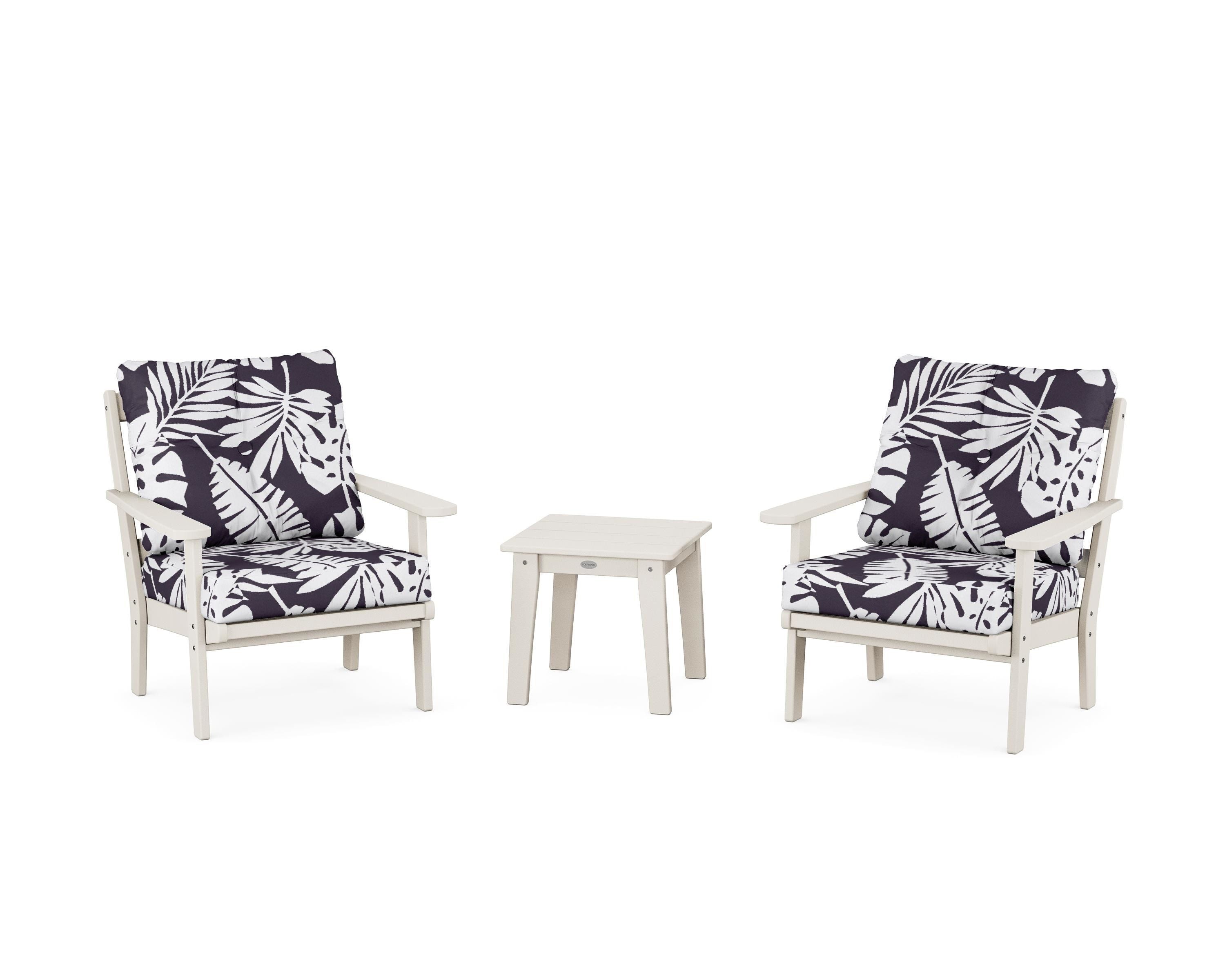 POLYWOOD® Mission 3-Piece Deep Seating Set in Sand / Leaf Navy