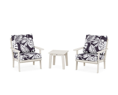 POLYWOOD® Mission 3-Piece Deep Seating Set in Sand / Leaf Navy
