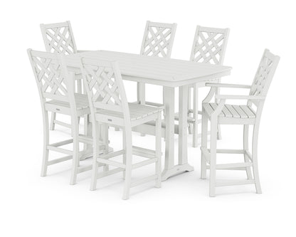 Country Living Wovendale 7-Piece Bar Set with Trestle Legs in White