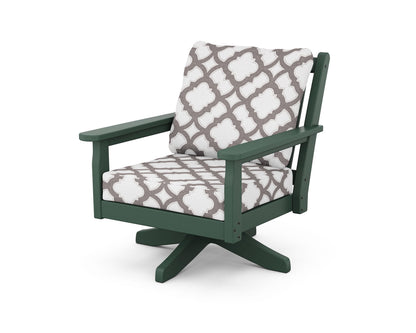 POLYWOOD® Chippendale Deep Seating Swivel Chair in Green / Trellis Grey Mist