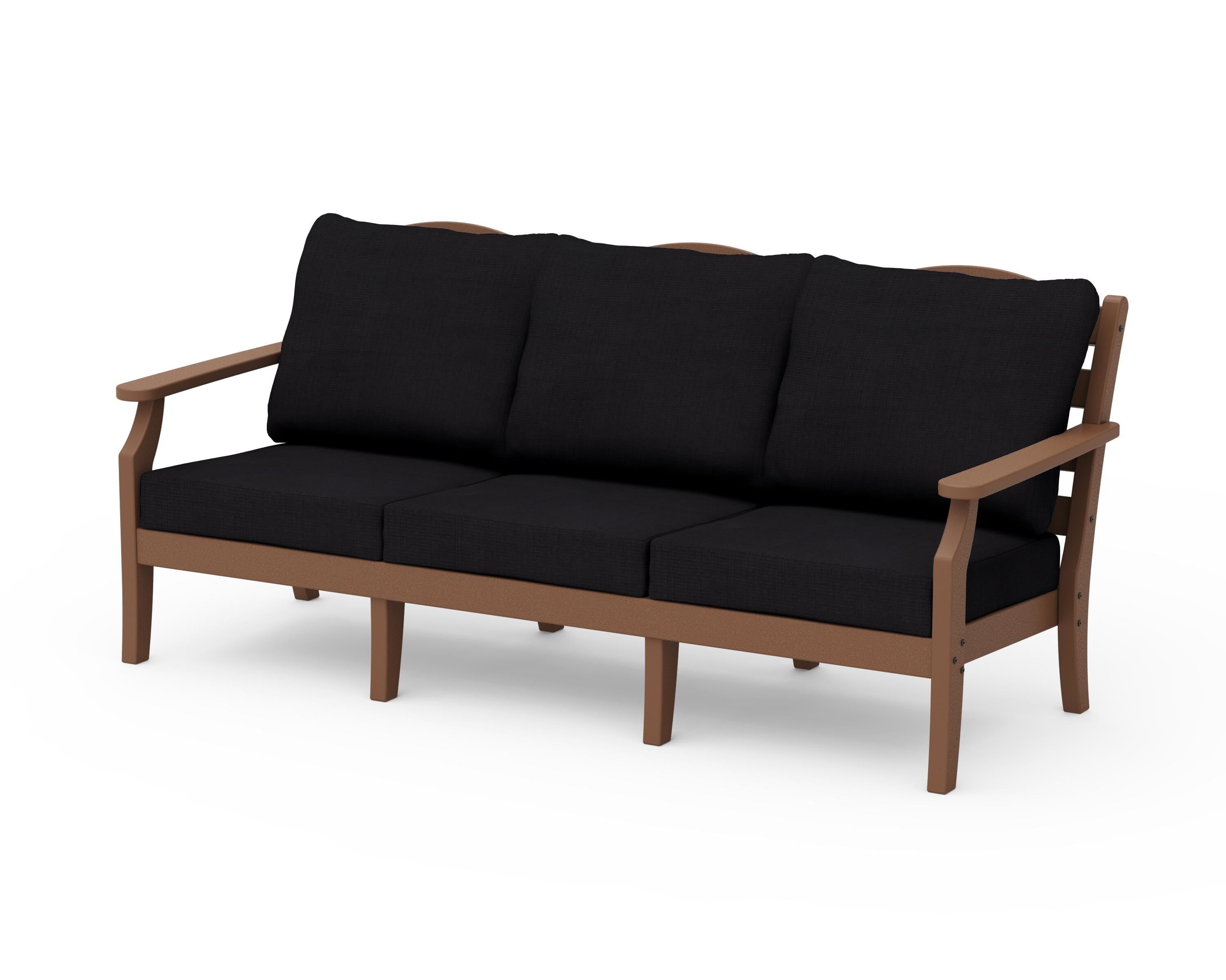Draper James™ by  POLYWOOD® Savannah Deep Seating Sofa in Teak / Midnight Linen