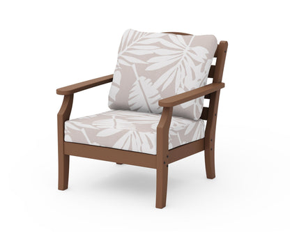 Draper James™ by  POLYWOOD® Savannah Deep Seating Chair in Teak / Leaf Dune Burlap