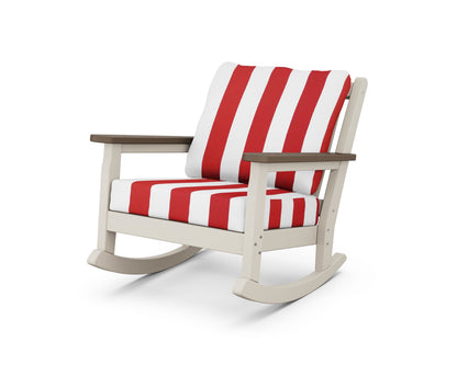 POLYWOOD® Chippendale Deep Seating Rocking Chair in Sand / Kona / Cabana Stripe Crimson
