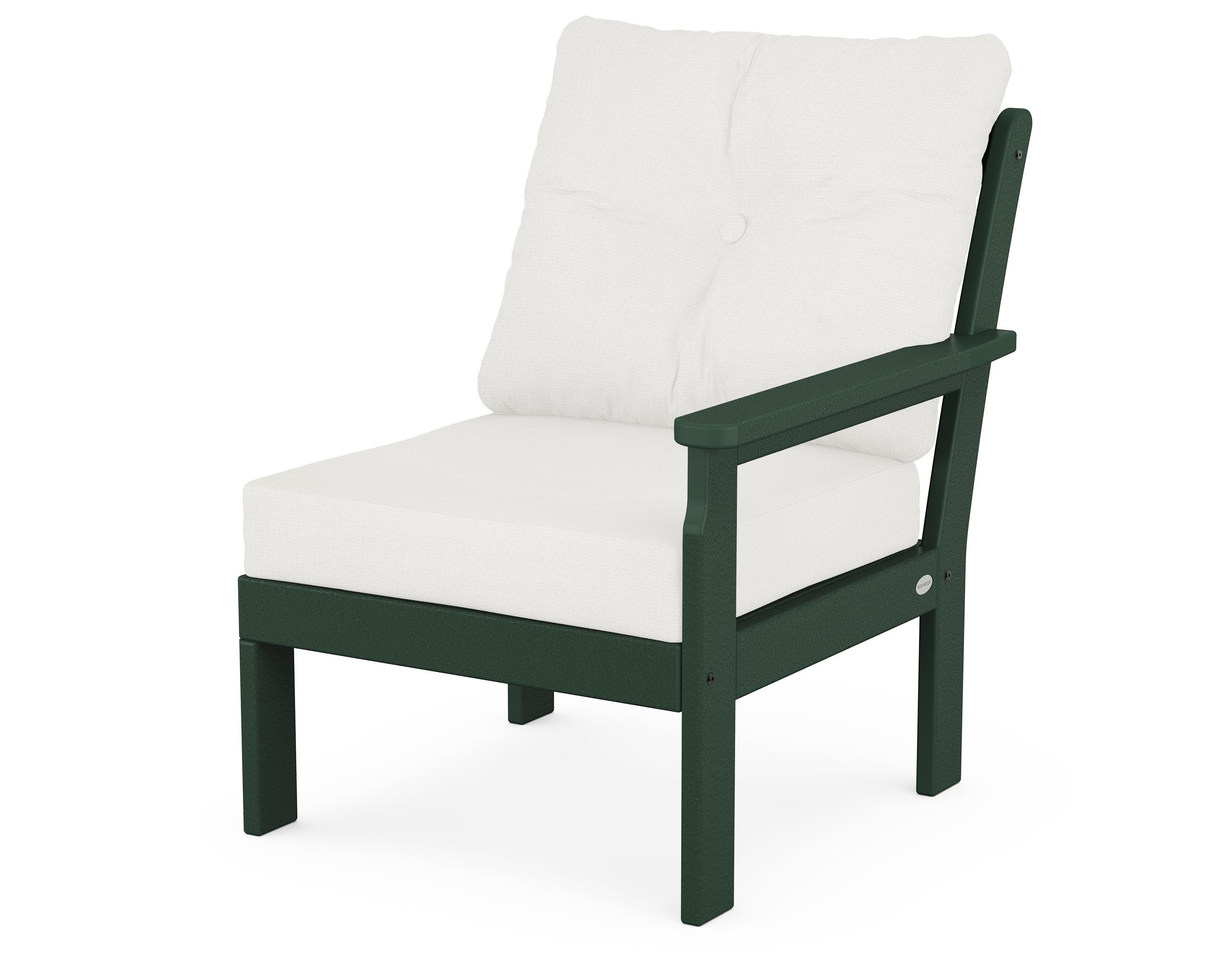 POLYWOOD® Vineyard Modular Right Arm Chair in Green / Natural Linen