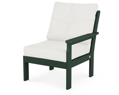 POLYWOOD® Vineyard Modular Right Arm Chair in Green / Natural Linen
