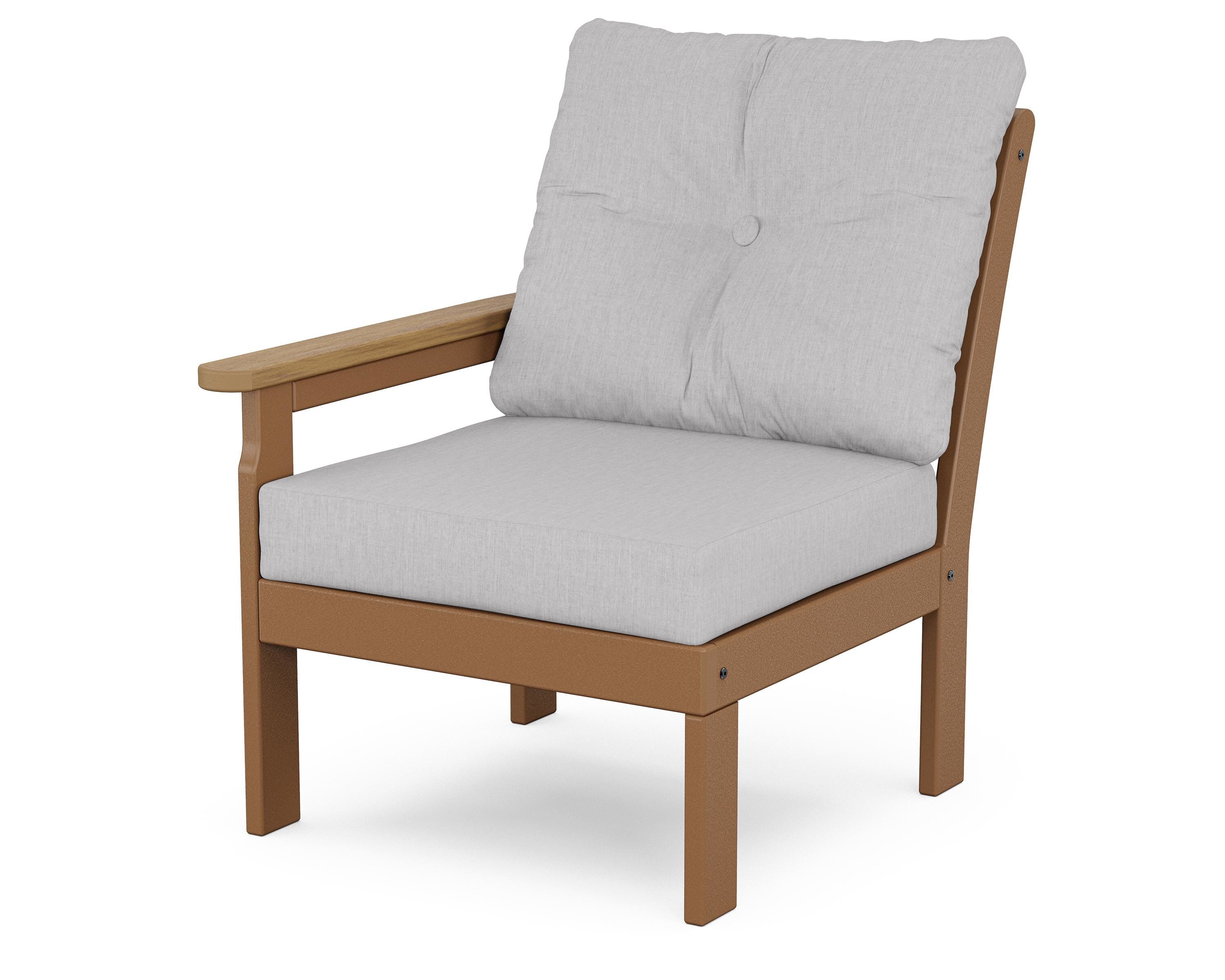 POLYWOOD® Vineyard Modular Left Arm Chair in Teak / Natural / Granite