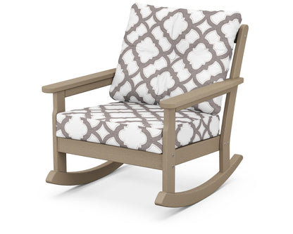 POLYWOOD® Vineyard Deep Seating Rocking Chair in Vintage Sahara / Trellis Grey Mist