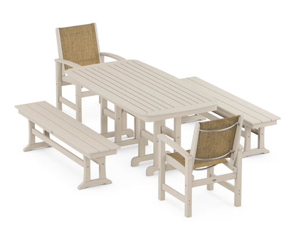POLYWOOD® Coastal 5-Piece Dining Set in Sand / Burlap Sling