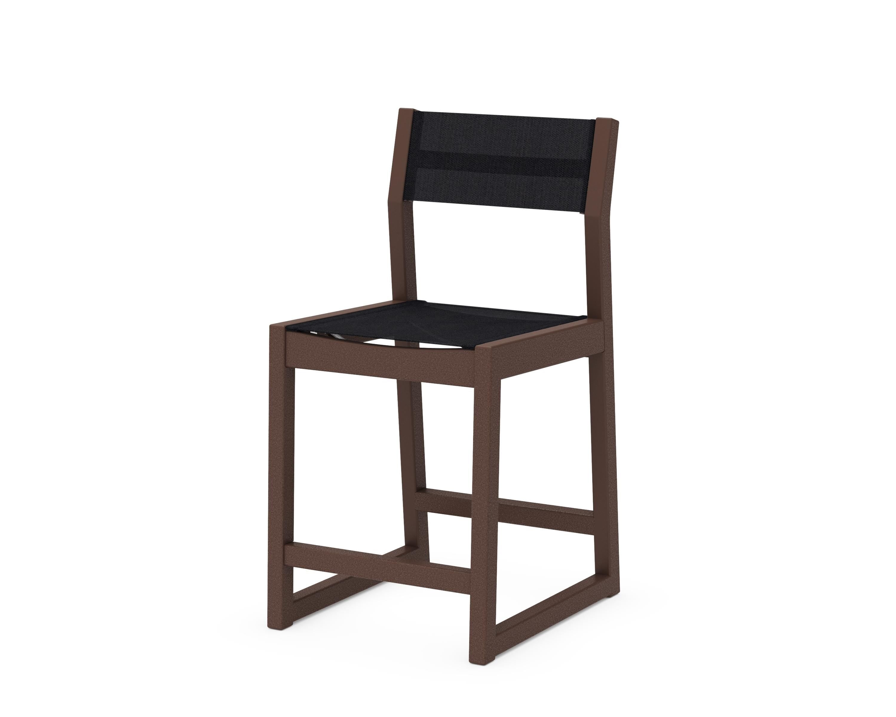 POLYWOOD® EDGE Sling Counter Side Chair in Mahogany / Black Sling
