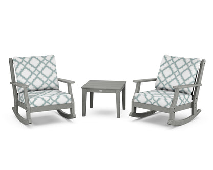 Country Living Wovendale 3-Piece Deep Seating Rocker Set in Slate Grey / Trellis Glacier Spa