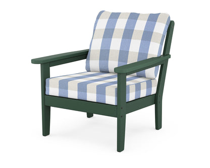 Country Living Cottage Deep Seating Chair in Green / Buffalo Plaid Sky Blue