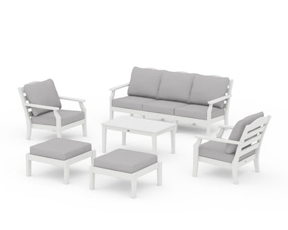 Draper James™ by  POLYWOOD® Savannah 6-Piece Lounge Sofa Set in Vintage White / Granite