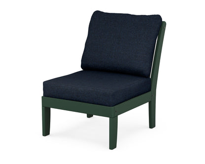 POLYWOOD® Braxton Modular Armless Chair in Green / Marine Indigo