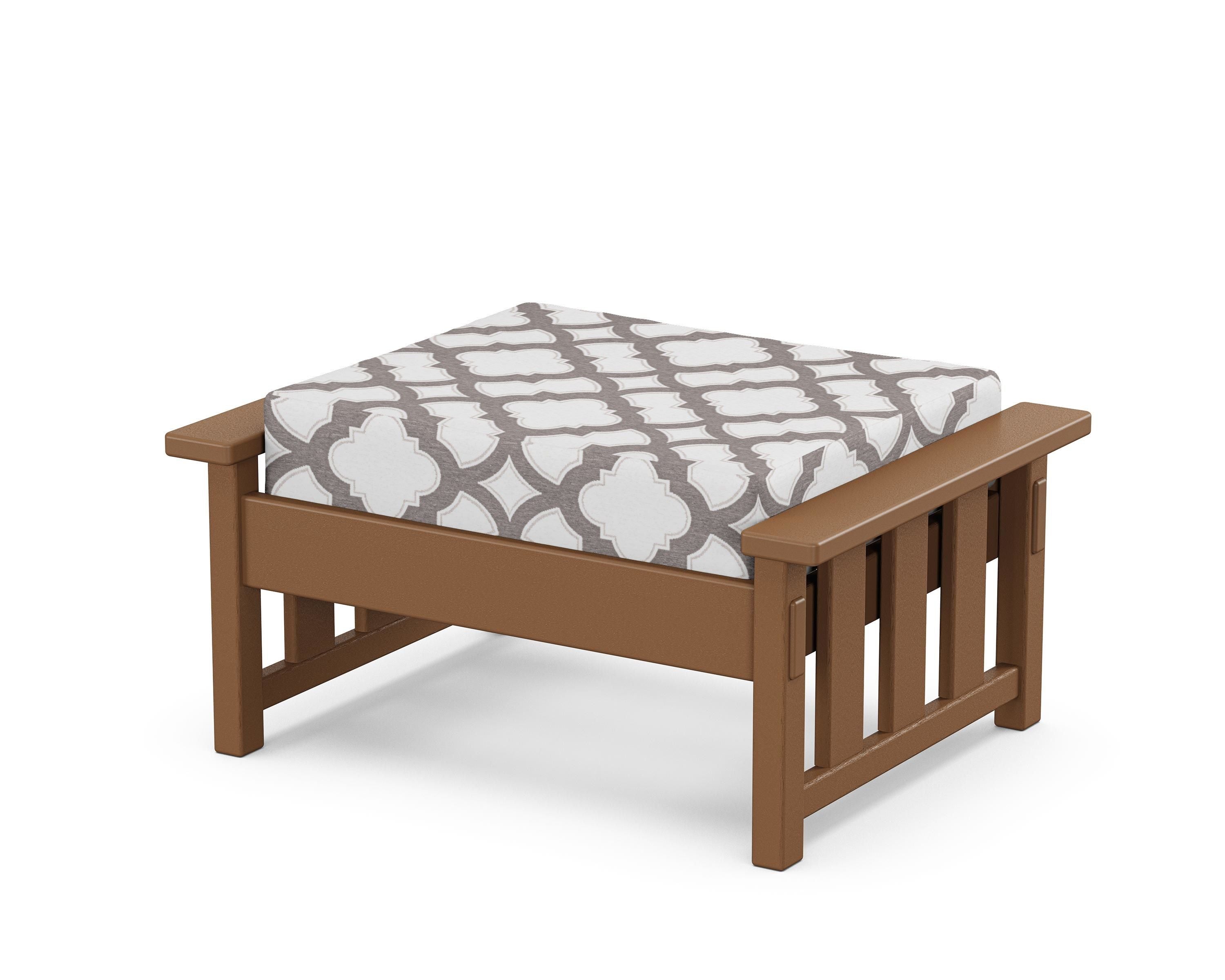 Martha Stewart by POLYWOOD® Acadia Deep Seating Ottoman in Teak / Trellis Grey Mist