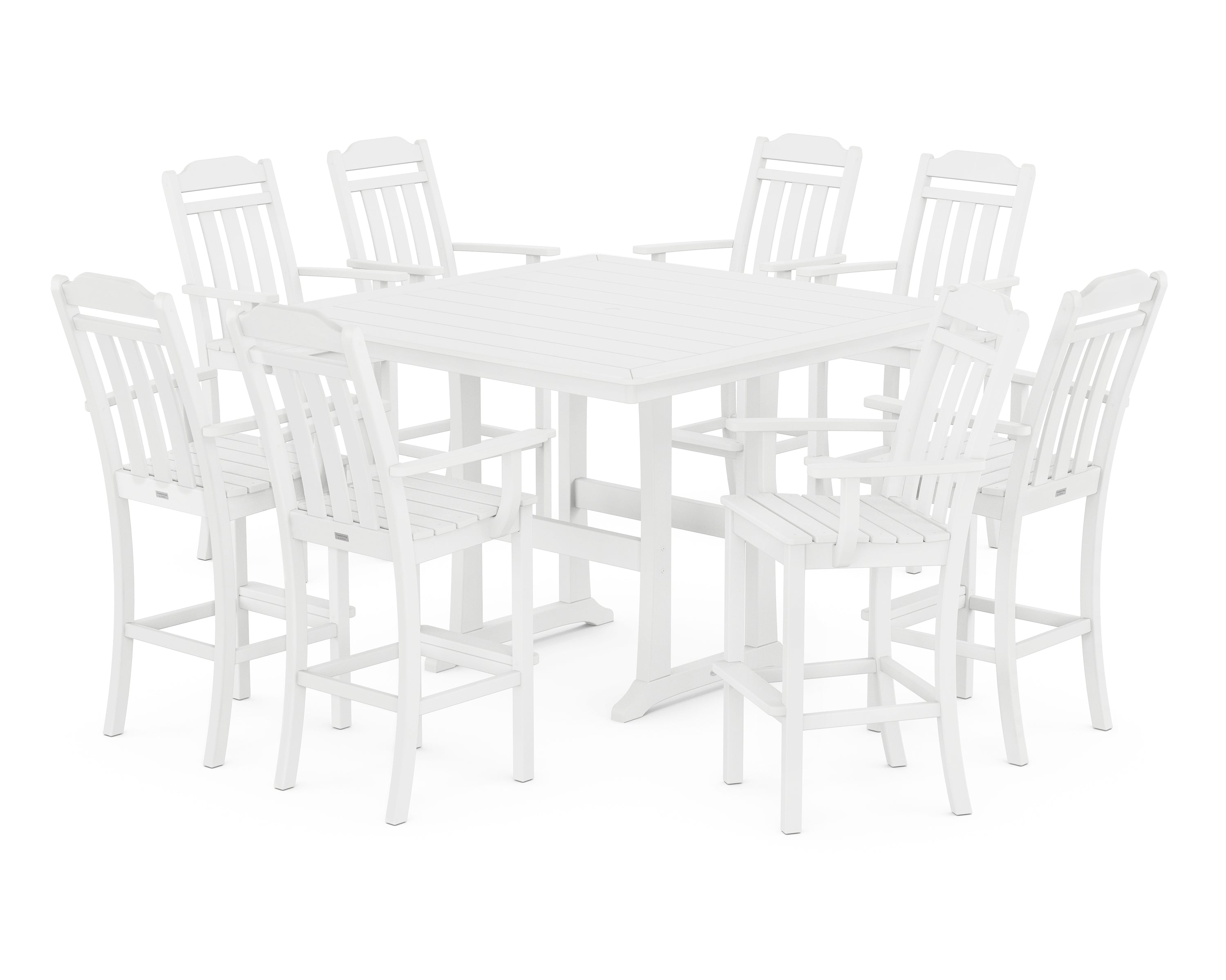 Country Living Cottage 9-Piece Bar Set with Trestle Legs in White