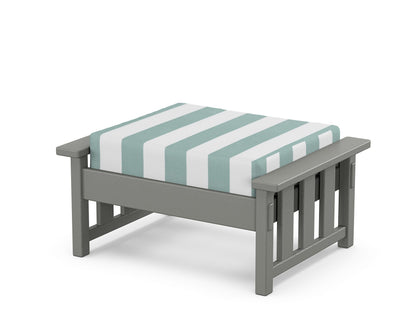 Martha Stewart by POLYWOOD® Acadia Deep Seating Ottoman in Slate Grey / Cabana Stripe Glacier Spa