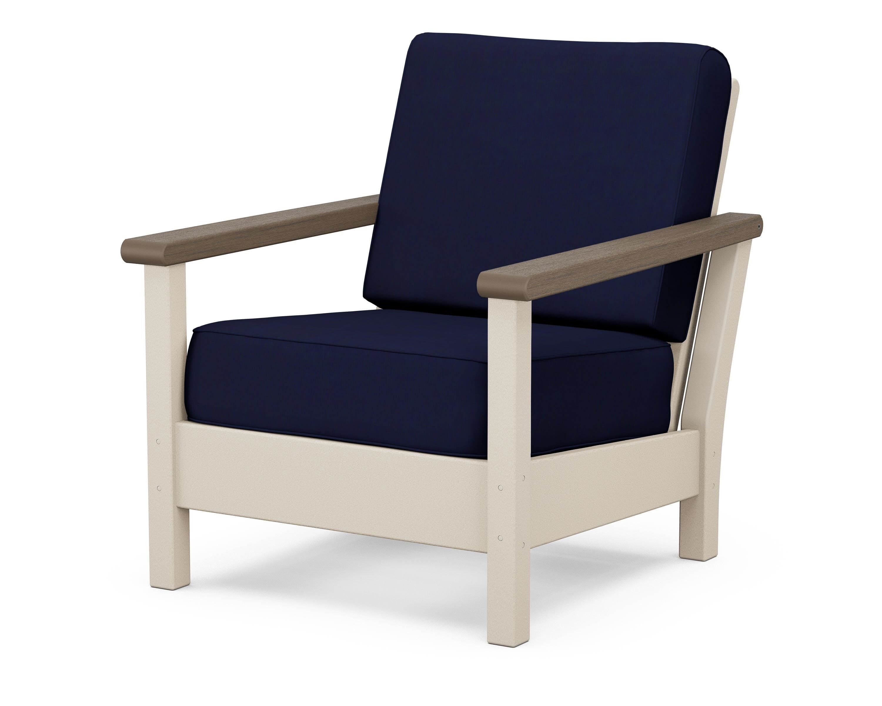 POLYWOOD® Harbour Deep Seating Chair in Sand / Kona / Navy
