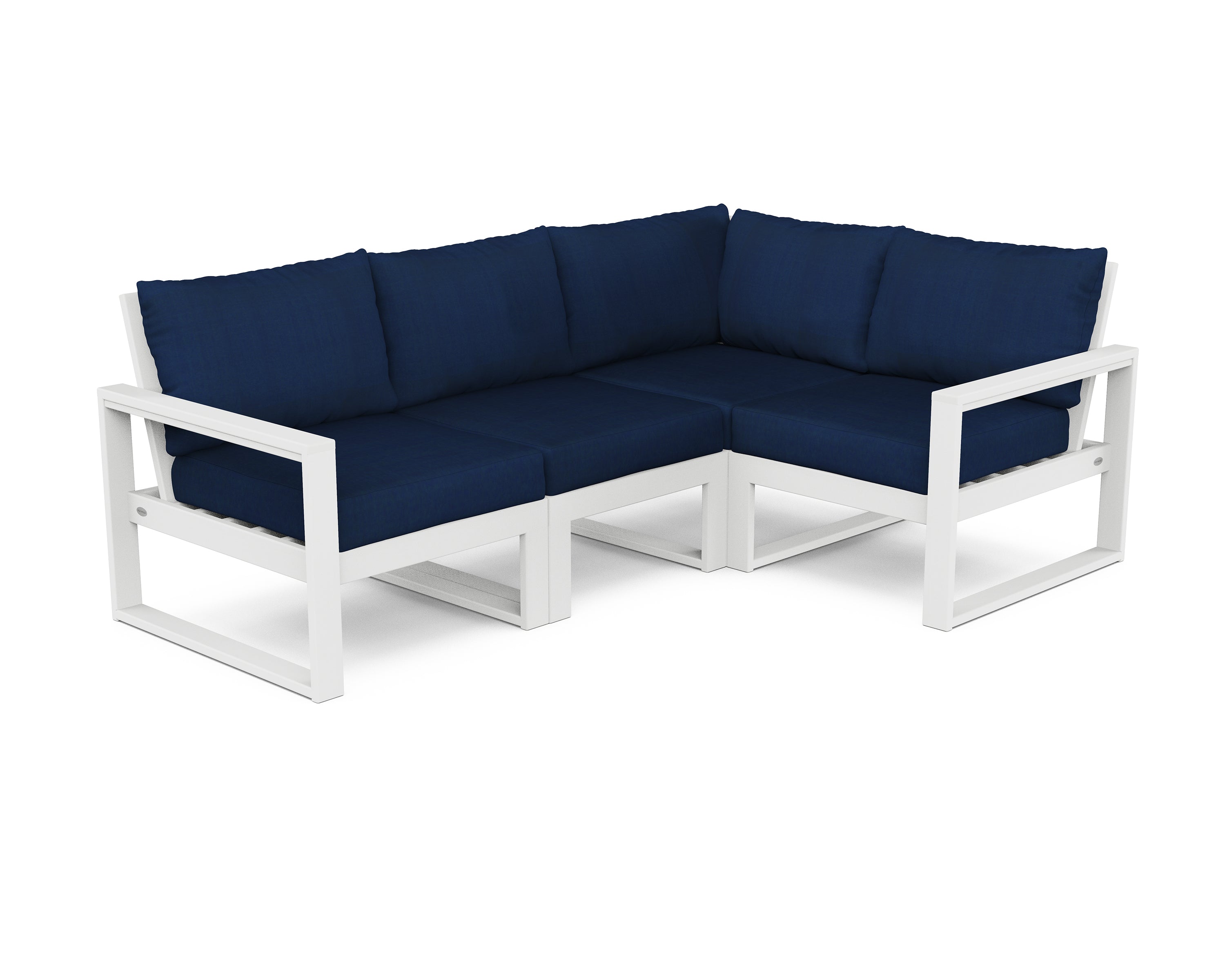 POLYWOOD® EDGE 4-Piece Modular Deep Seating Set in White / Navy