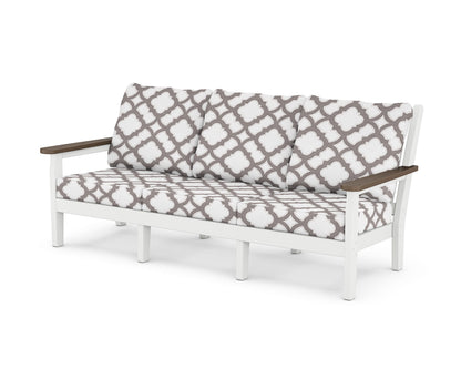 POLYWOOD® Chippendale Deep Seating Sofa in White / Kona / Trellis Grey Mist