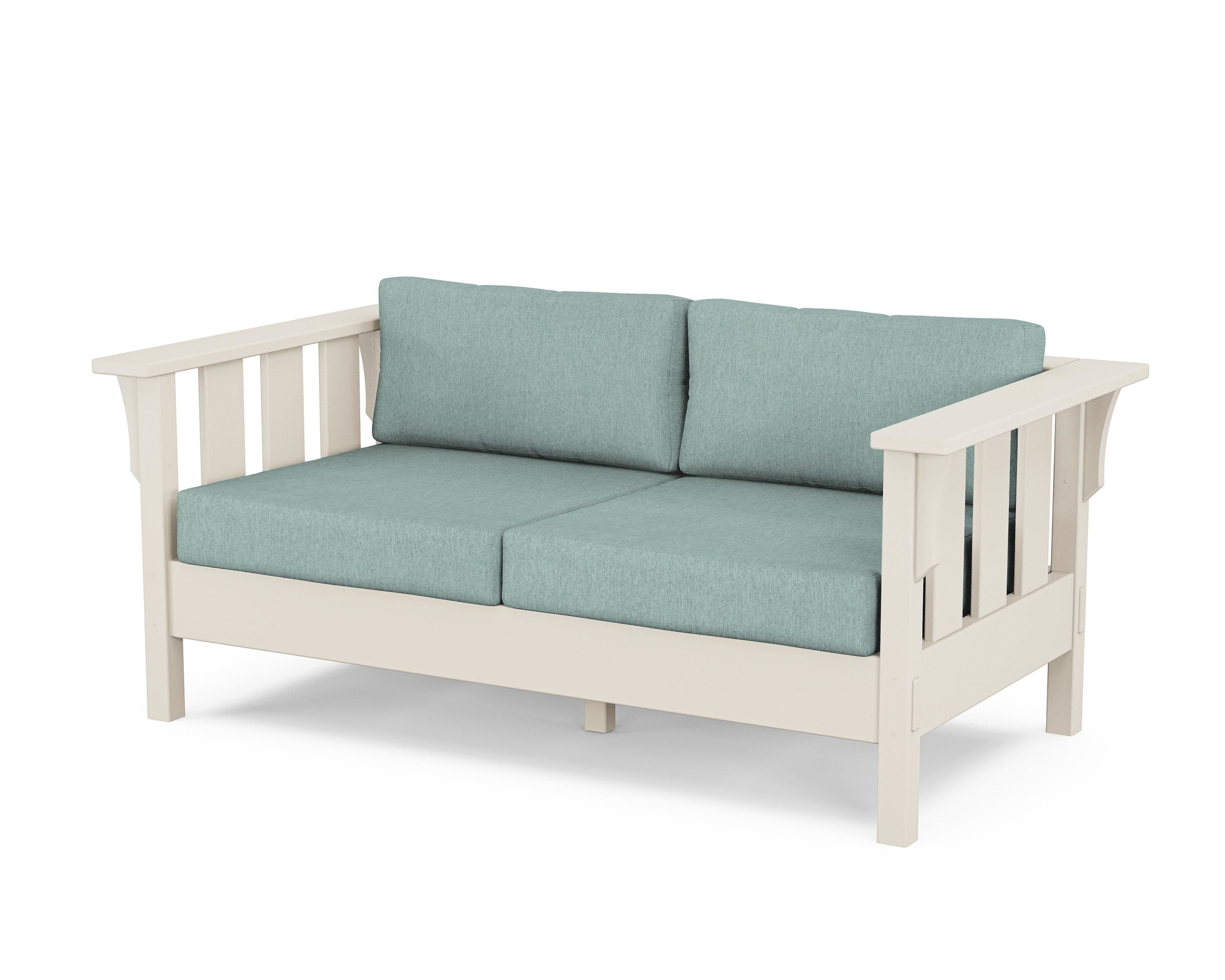 Martha Stewart by POLYWOOD® Acadia Deep Seating Loveseat in Sand / Glacier Spa