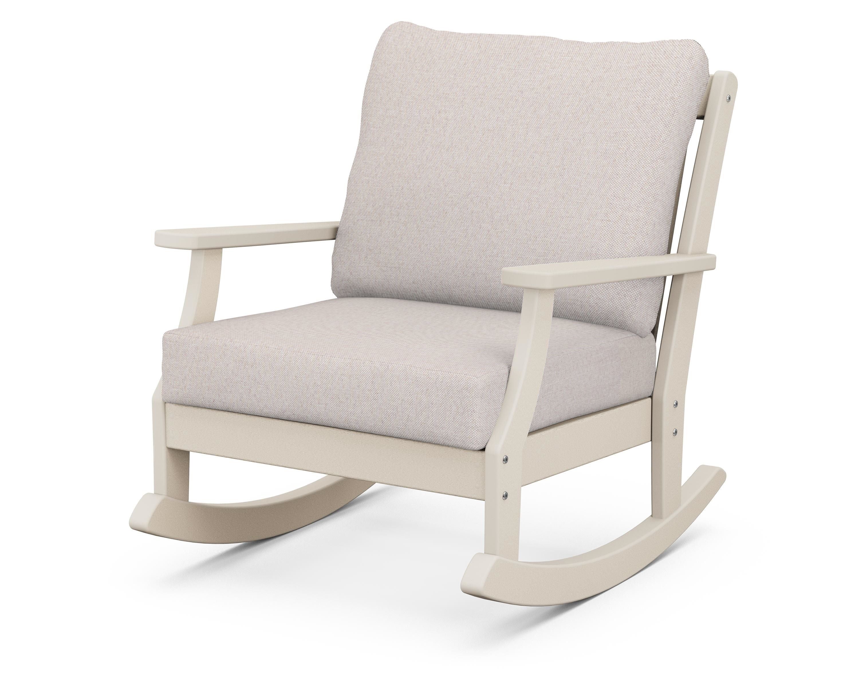 POLYWOOD® Braxton Deep Seating Rocking Chair in Sand / Dune Burlap