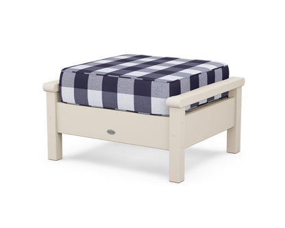 POLYWOOD® Harbour Deep Seating Ottoman in Sand / Buffalo Plaid Navy