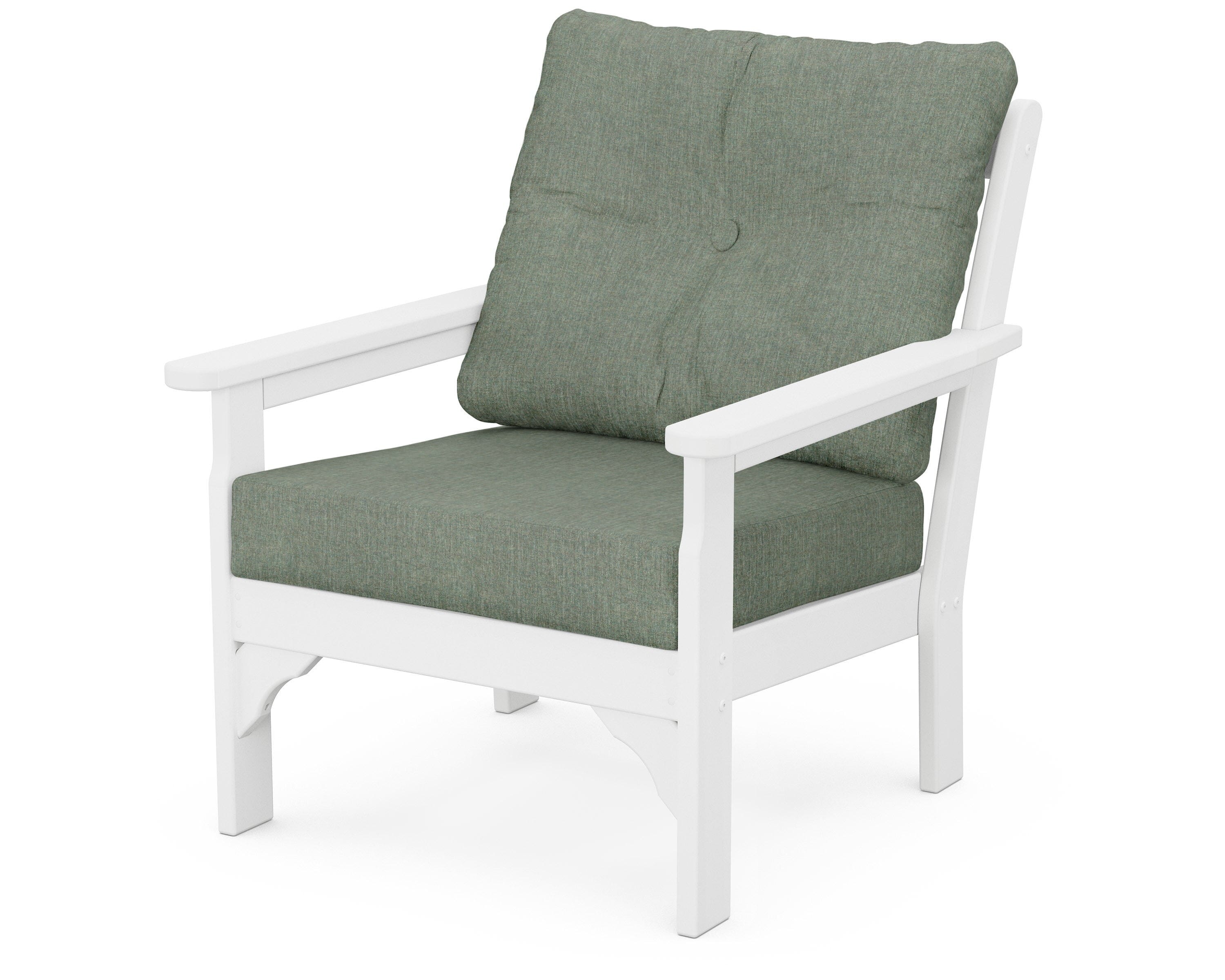 POLYWOOD® Vineyard Deep Seating Chair in White / Cast Sage