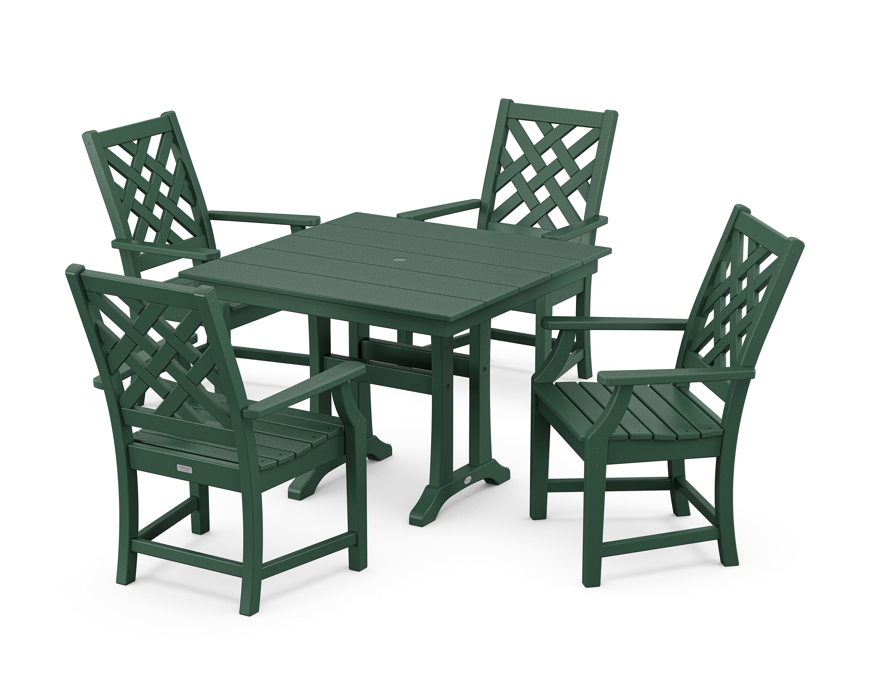 Country Living Wovendale 5-Piece Farmhouse Dining Set with Trestle Legs in Green