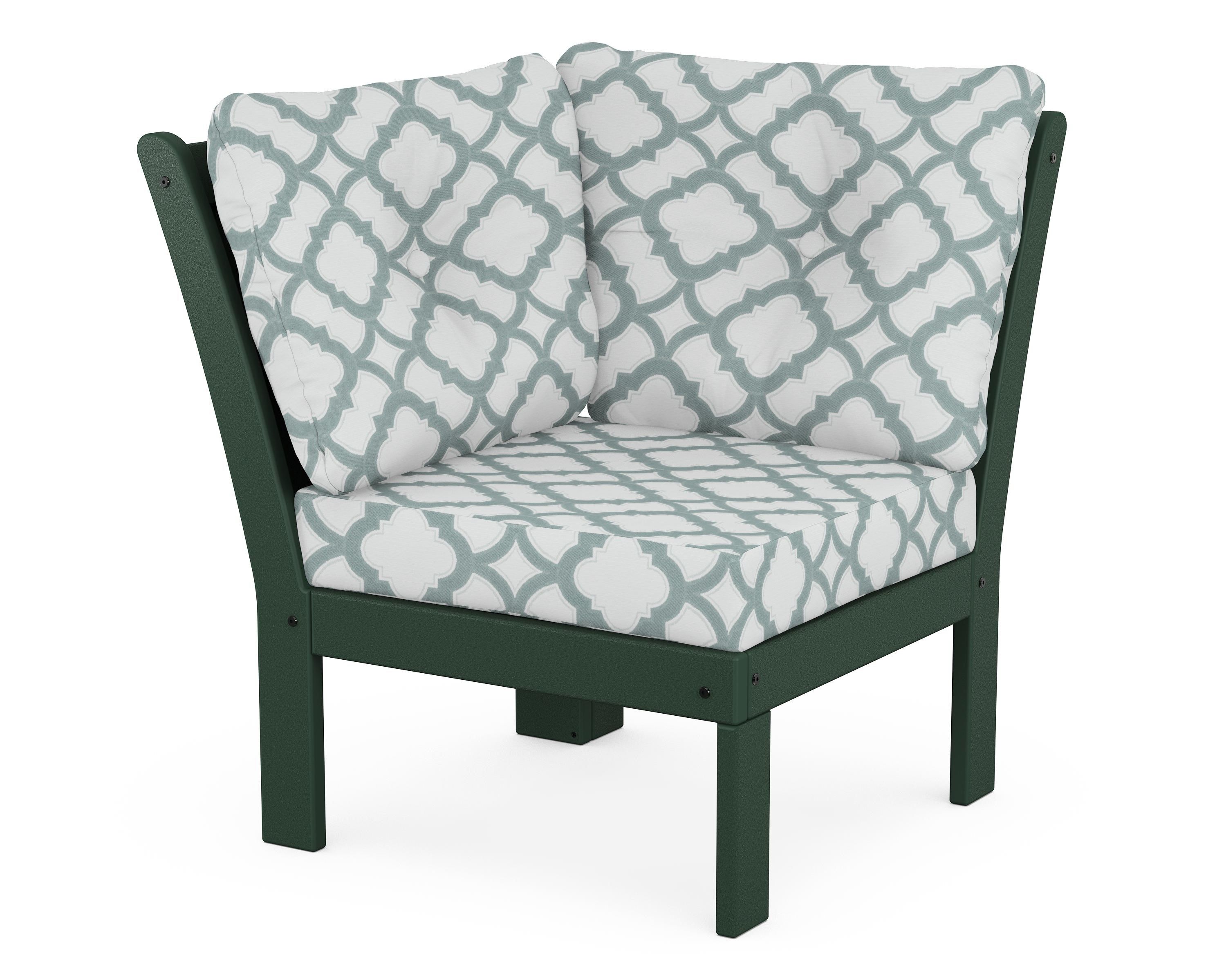 POLYWOOD® Vineyard Modular Corner Chair in Green / Trellis Glacier Spa