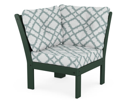 POLYWOOD® Vineyard Modular Corner Chair in Green / Trellis Glacier Spa