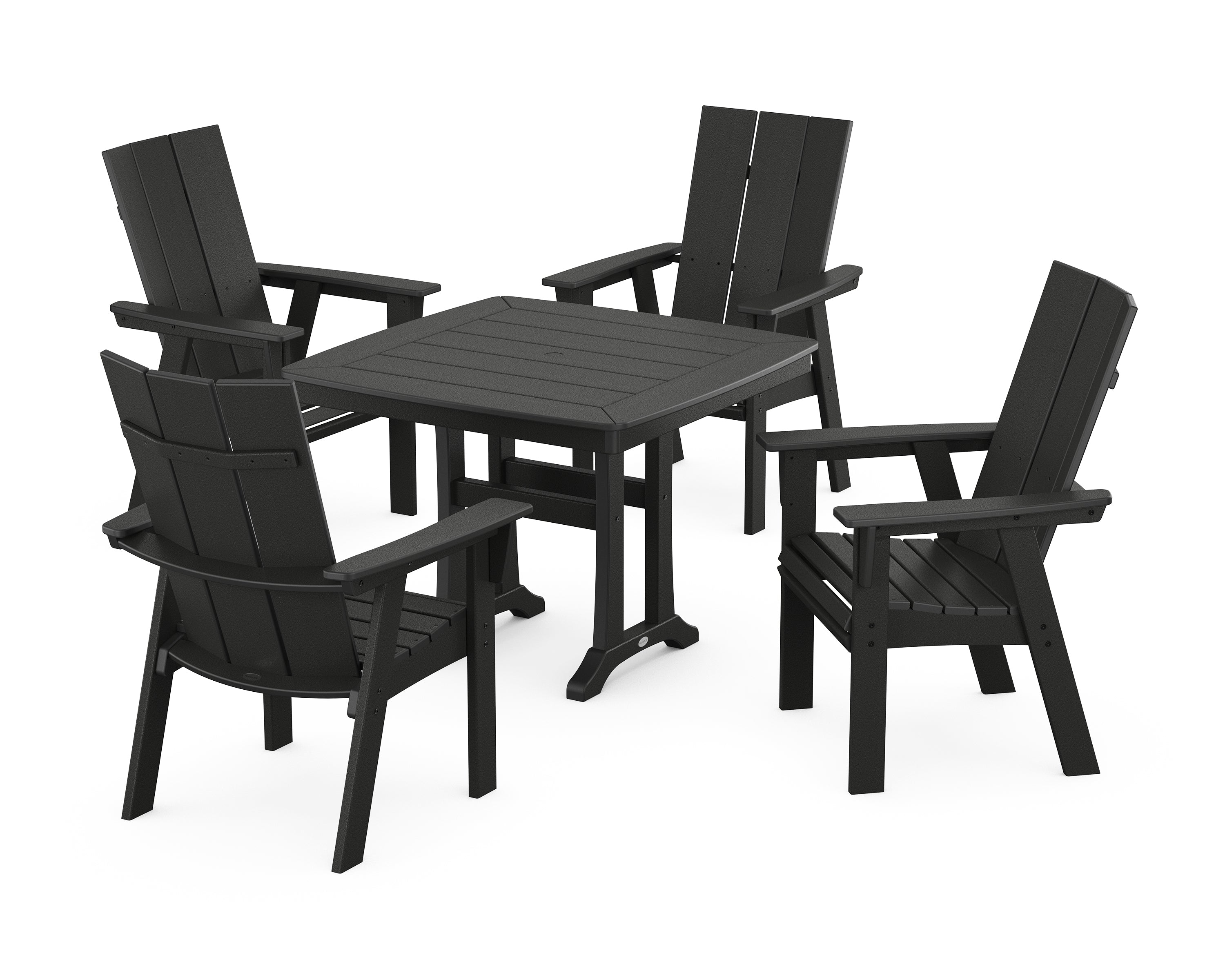 POLYWOOD® Modern Adirondack 5-Piece Dining Set with Trestle Legs in Black