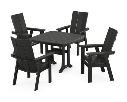POLYWOOD® Modern Adirondack 5-Piece Dining Set with Trestle Legs in Black