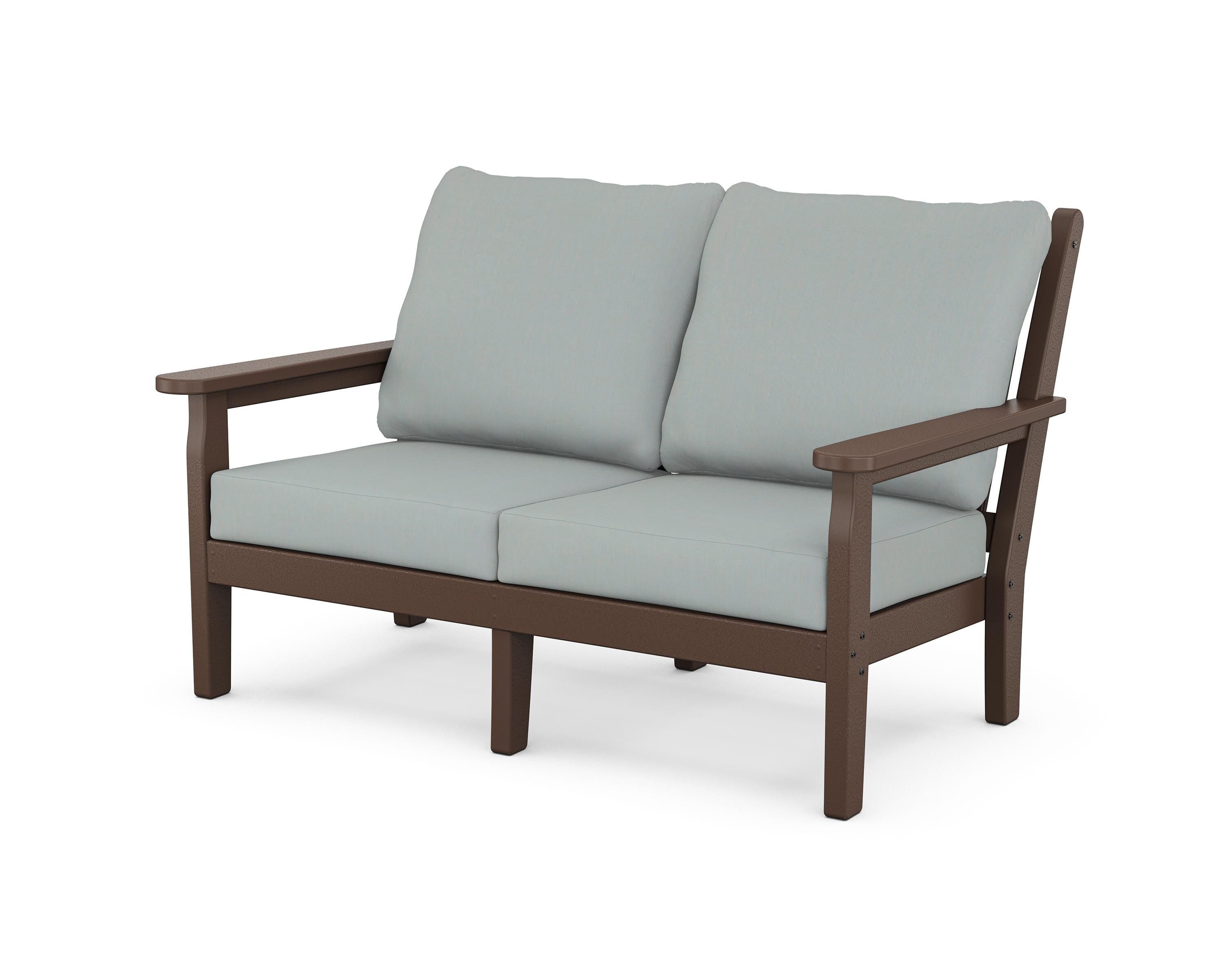 POLYWOOD® Chippendale Deep Seating Loveseat in Mahogany / Spa