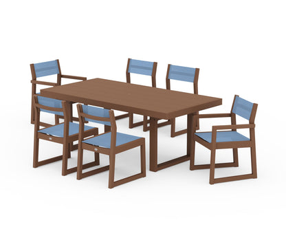POLYWOOD® EDGE Sling 7-Piece Dining Set in Teak / Poolside Sling