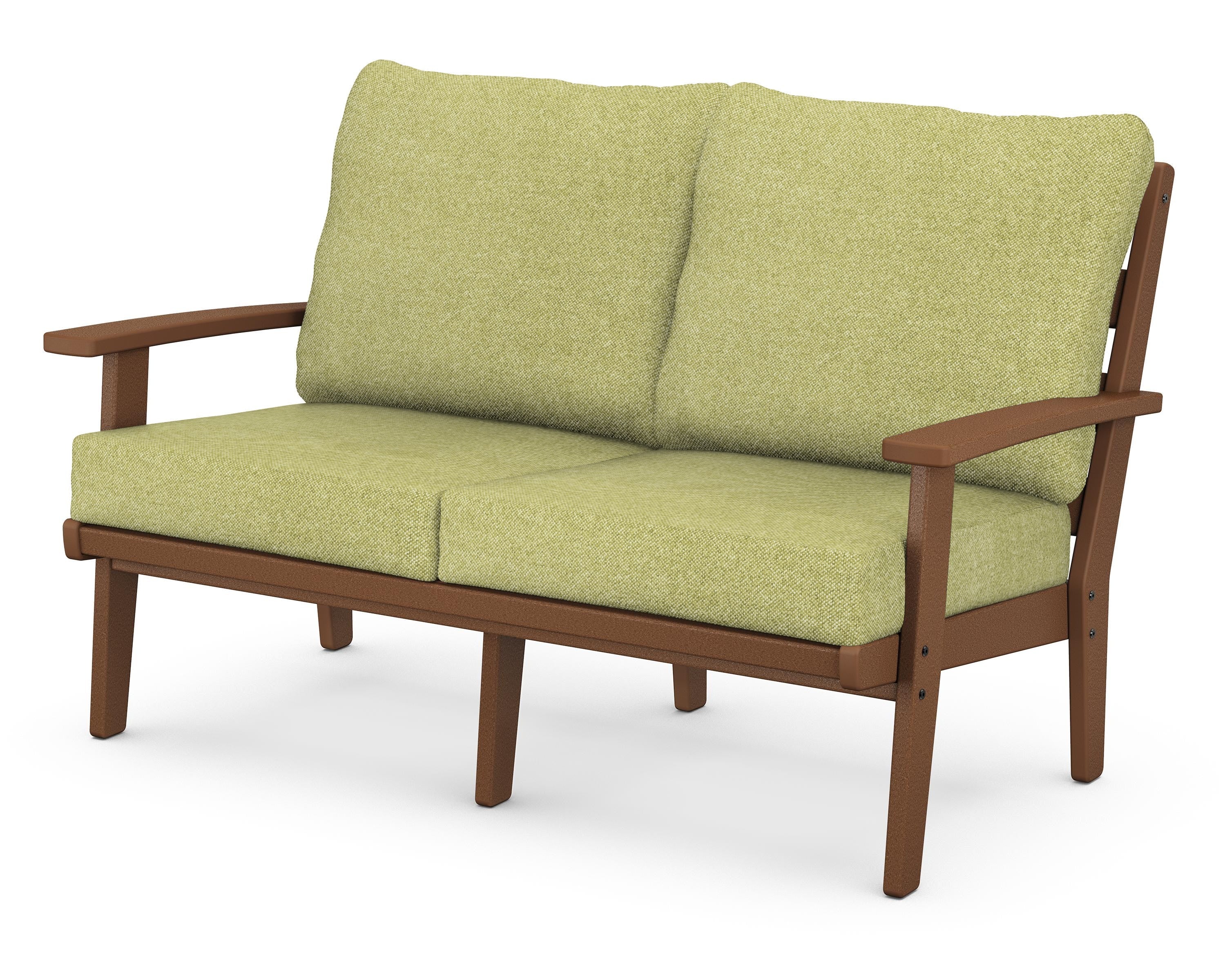 POLYWOOD® Grant Park Deep Seating Loveseat in Teak / Chartreuse Boucle