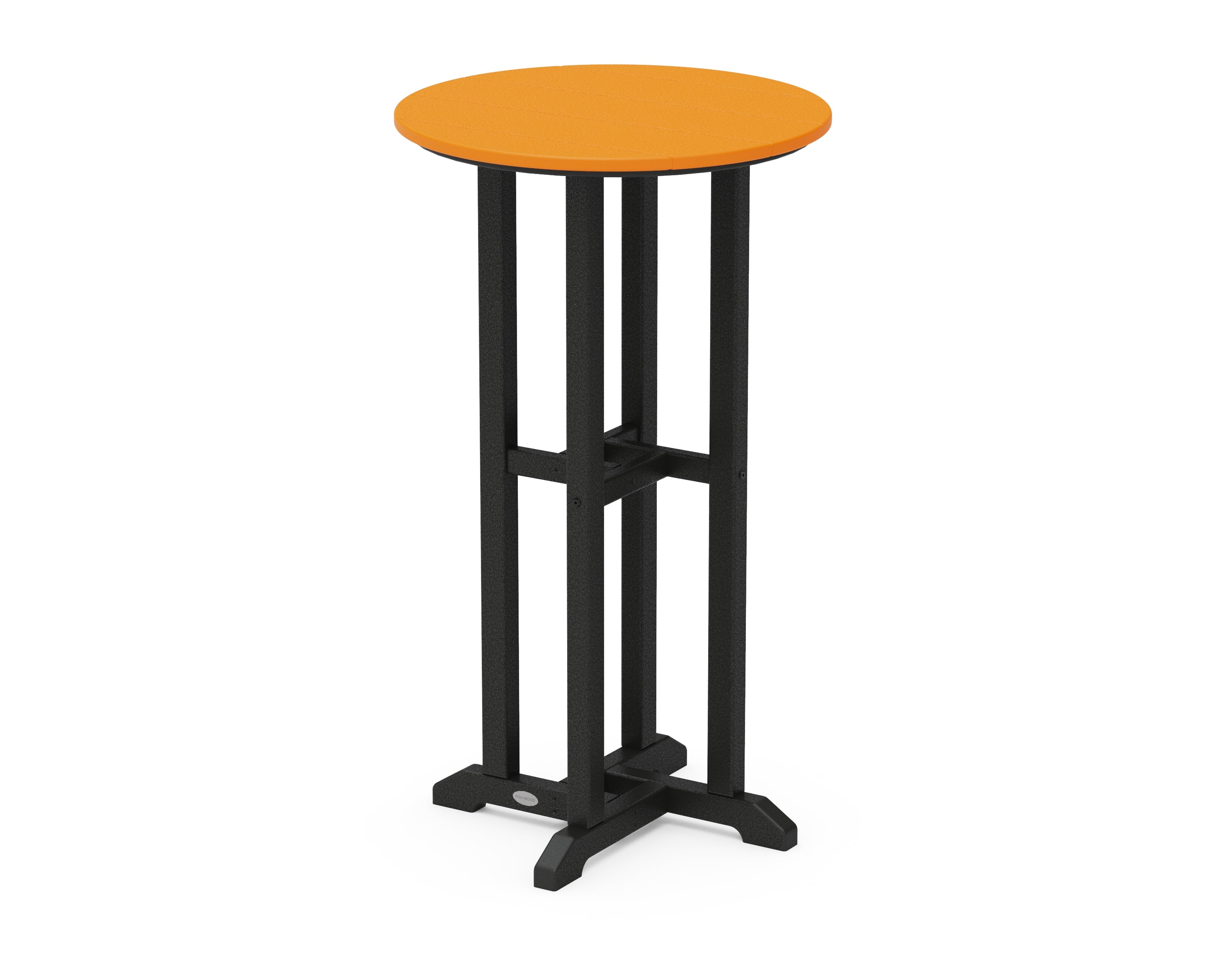 POLYWOOD® Contempo 24" Round Bar Table in Black / Tangerine