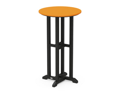 POLYWOOD® Contempo 24" Round Bar Table in Black / Tangerine