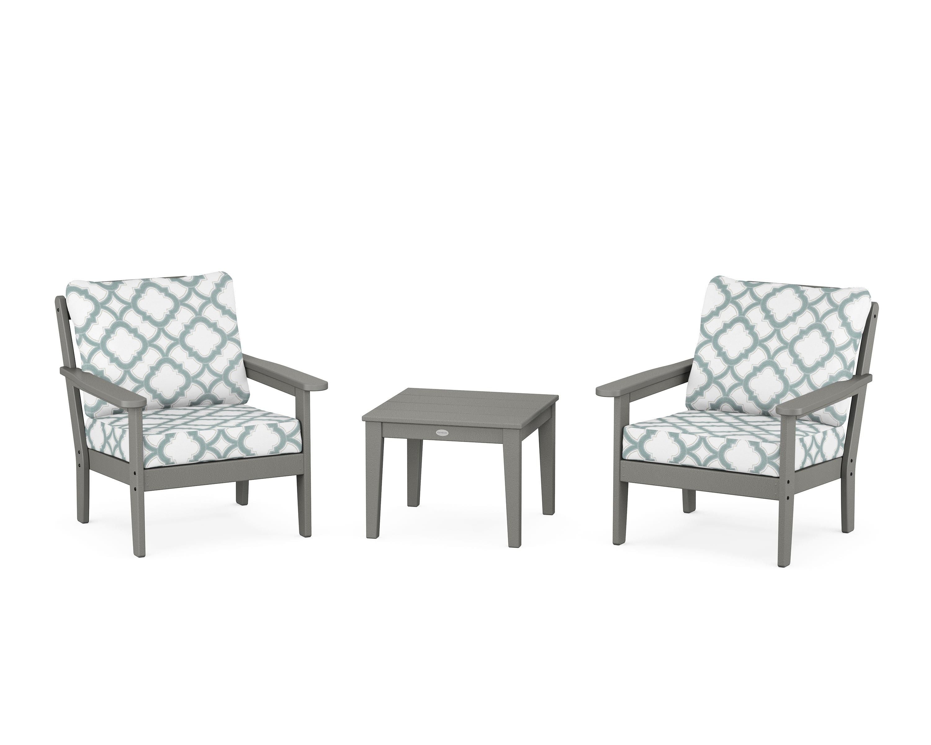 Country Living Cottage 3-Piece Deep Seating Set in Slate Grey / Trellis Glacier Spa