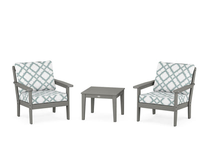Country Living Cottage 3-Piece Deep Seating Set in Slate Grey / Trellis Glacier Spa