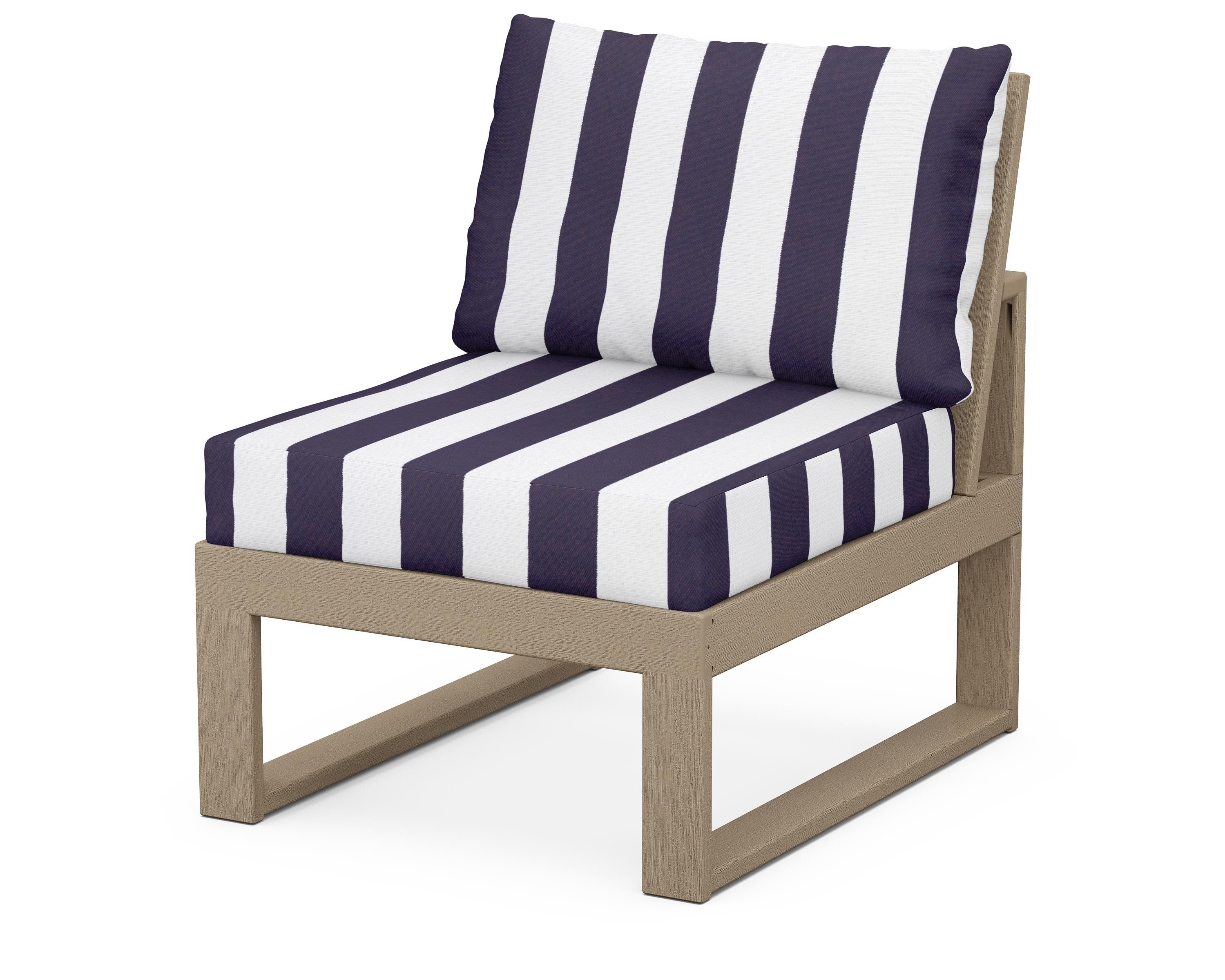 Unbranded Modular Armless Chair in Vintage Sahara / Cabana Stripe Navy