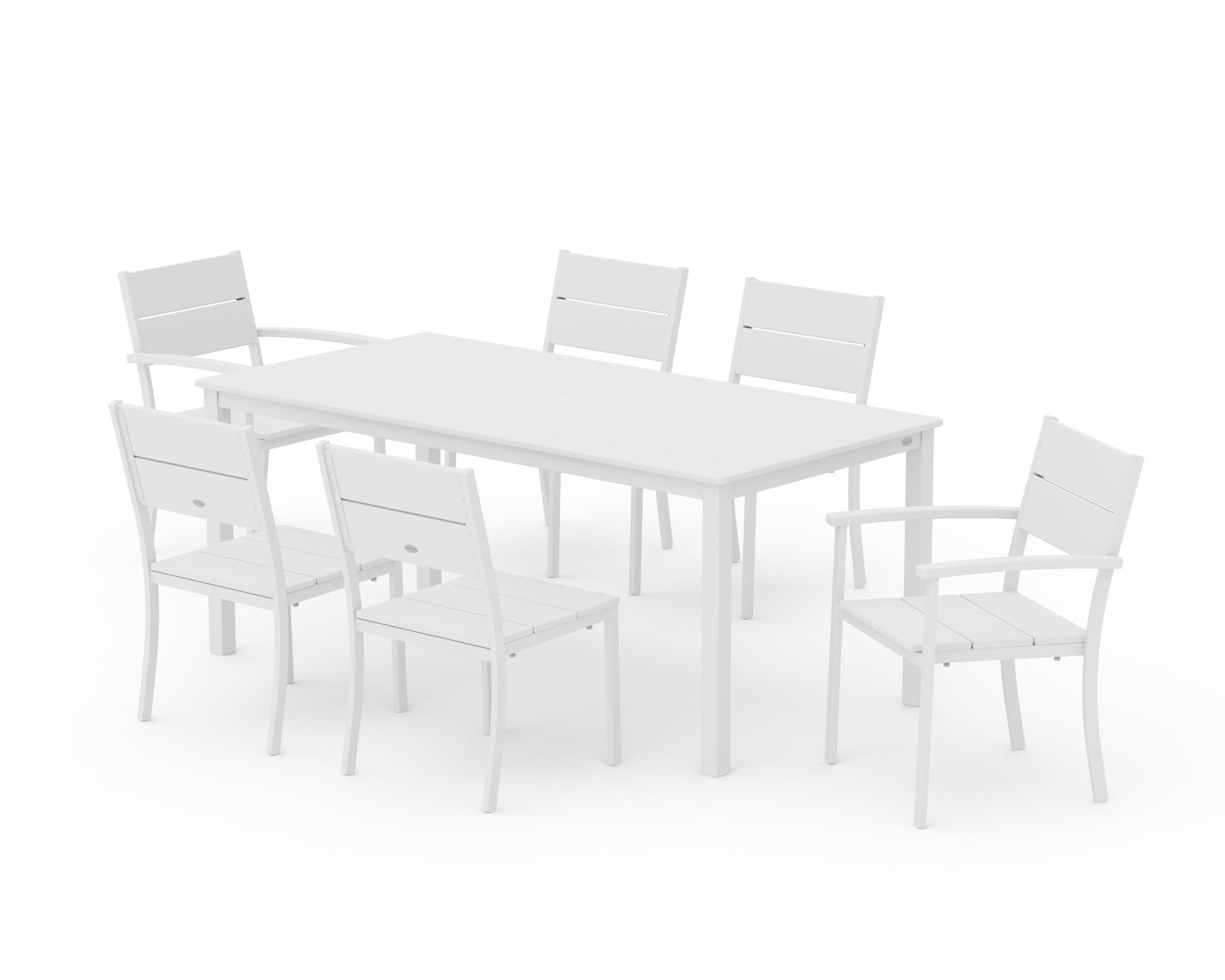 POLYWOOD® Main Street 7-Piece Dining Set in White / White