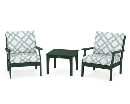 POLYWOOD® Braxton 3-Piece Deep Seating Set in Green / Trellis Glacier Spa