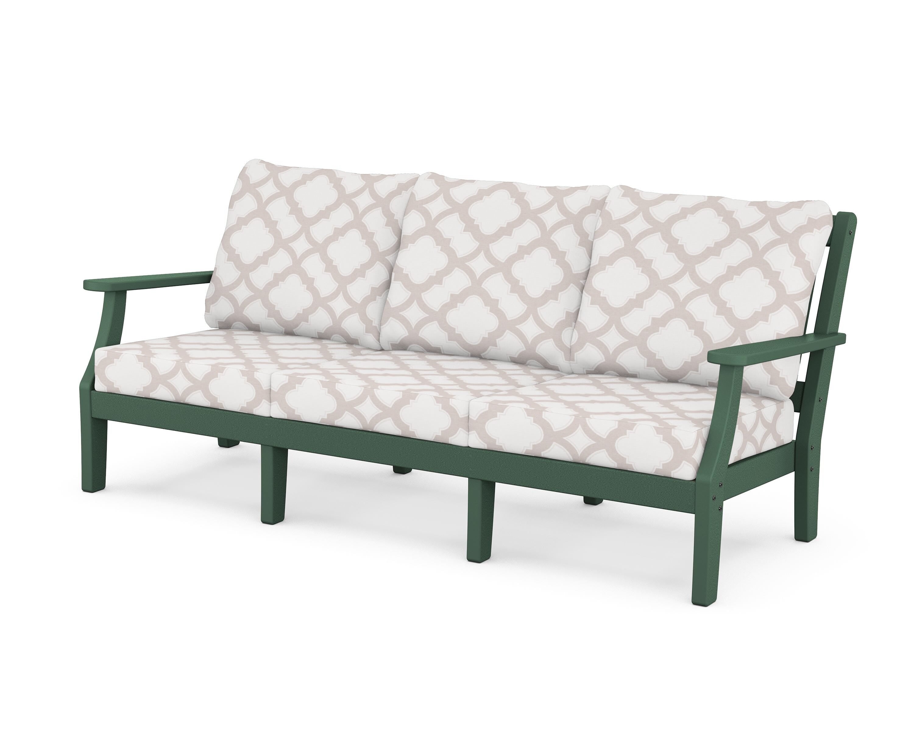 Martha Stewart by POLYWOOD® Chinoiserie Deep Seating Sofa in Green / Trellis Dune Burlap