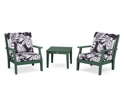 Country Living Wovendale 3-Piece Deep Seating Set in Green / Leaf Navy