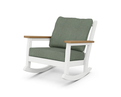 POLYWOOD® Chippendale Deep Seating Rocking Chair in White / Natural / Cast Sage