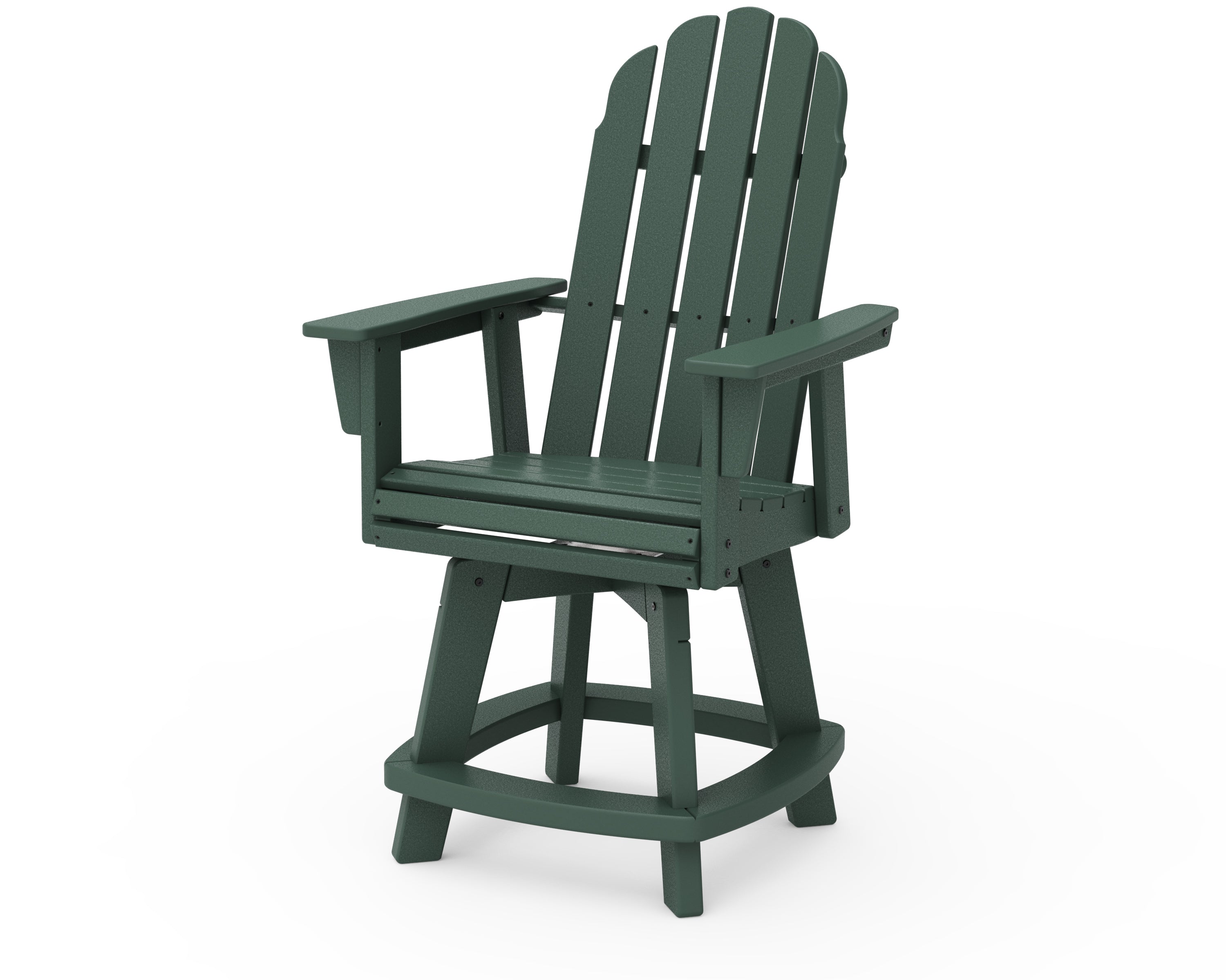 POLYWOOD® Vineyard Curveback Adirondack Swivel Counter Chair in Green