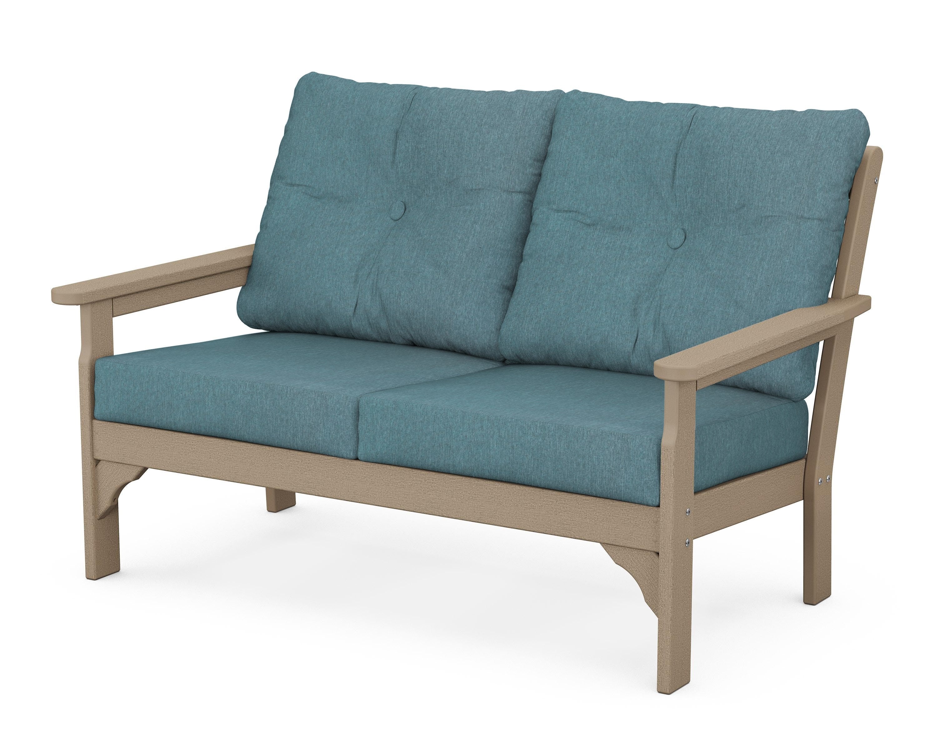 POLYWOOD® Vineyard Deep Seating Loveseat in Vintage Sahara / Ocean Teal