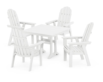 POLYWOOD® Vineyard Adirondack 5-Piece Farmhouse Dining Set With Trestle Legs in White